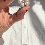 Rosi Pearl Flower Button Charm Silver