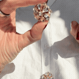 Signe White Flower Button Charm Gold